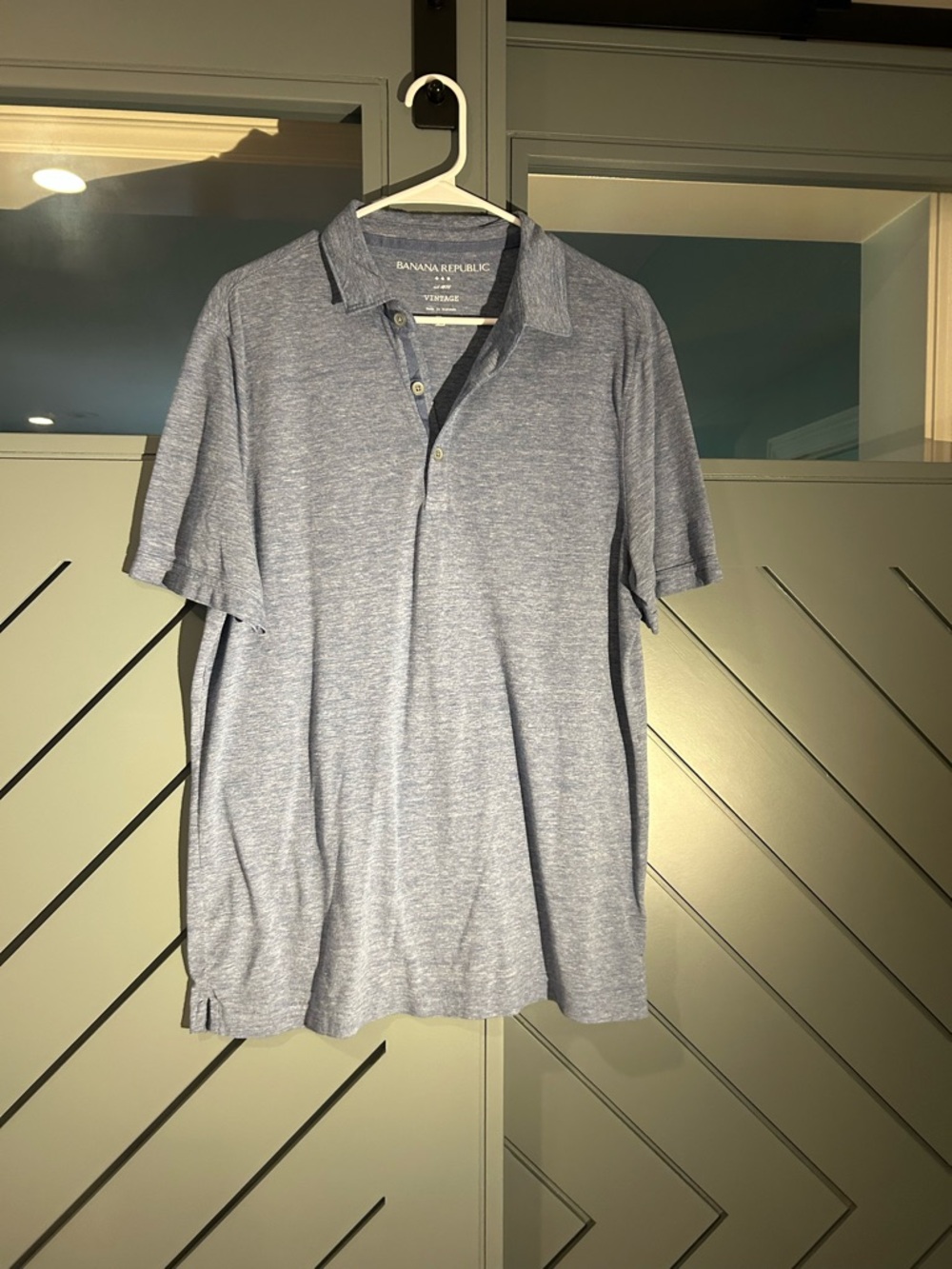 Banana Republic Heathered Light Blue Men's Polo